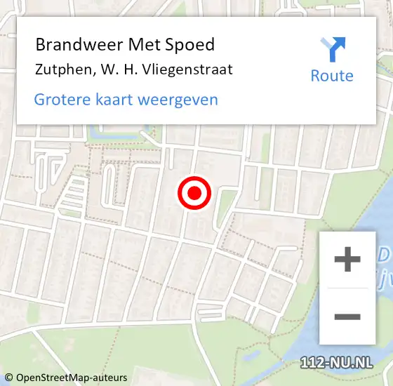 Locatie op kaart van de 112 melding: Brandweer Met Spoed Naar Zutphen, W. H. Vliegenstraat op 19 mei 2022 16:08