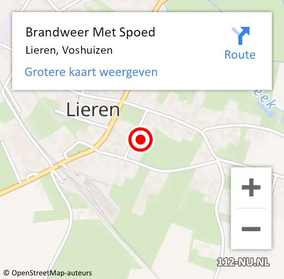 Locatie op kaart van de 112 melding: Brandweer Met Spoed Naar Lieren, Voshuizen op 19 mei 2022 16:11