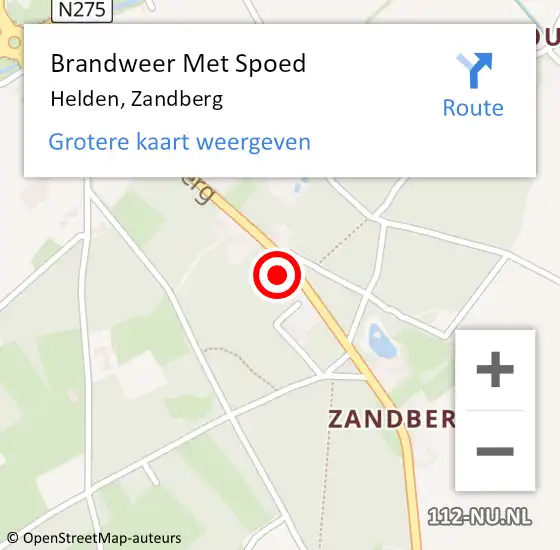Locatie op kaart van de 112 melding: Brandweer Met Spoed Naar Helden, Zandberg op 19 mei 2022 16:12
