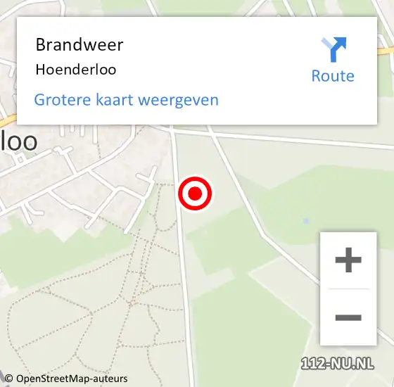Locatie op kaart van de 112 melding: Brandweer Hoenderloo op 19 mei 2022 16:14