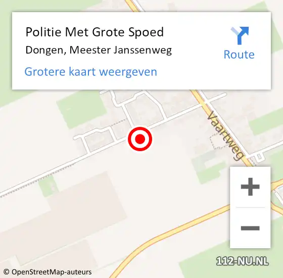 Locatie op kaart van de 112 melding: Politie Met Grote Spoed Naar Dongen, Meester Janssenweg op 19 mei 2022 16:21