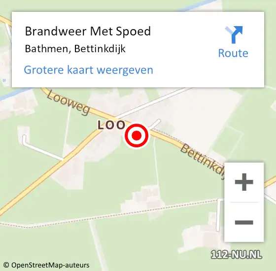 Locatie op kaart van de 112 melding: Brandweer Met Spoed Naar Bathmen, Bettinkdijk op 19 mei 2022 16:24