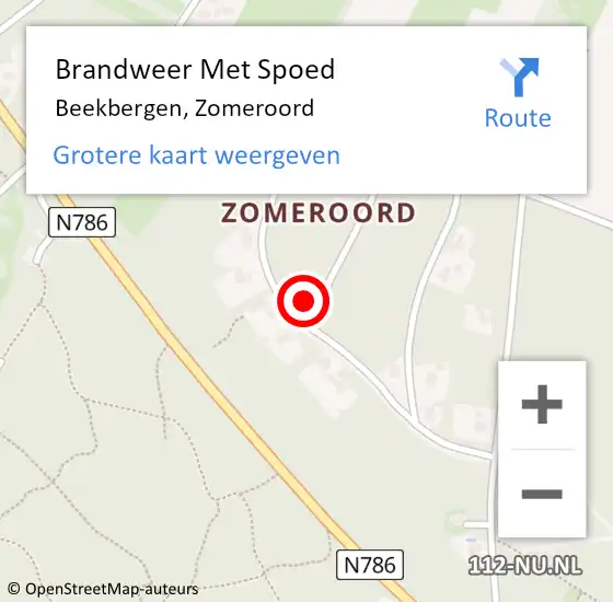 Locatie op kaart van de 112 melding: Brandweer Met Spoed Naar Beekbergen, Zomeroord op 19 mei 2022 16:37