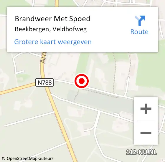 Locatie op kaart van de 112 melding: Brandweer Met Spoed Naar Beekbergen, Veldhofweg op 19 mei 2022 16:37