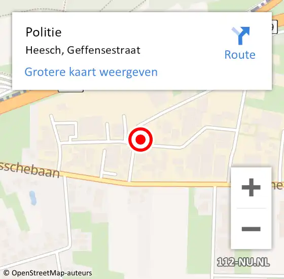 Locatie op kaart van de 112 melding: Politie Heesch, Geffensestraat op 19 mei 2022 16:38