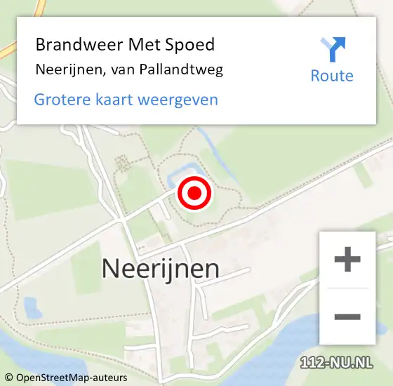 Locatie op kaart van de 112 melding: Brandweer Met Spoed Naar Neerijnen, van Pallandtweg op 19 mei 2022 16:42