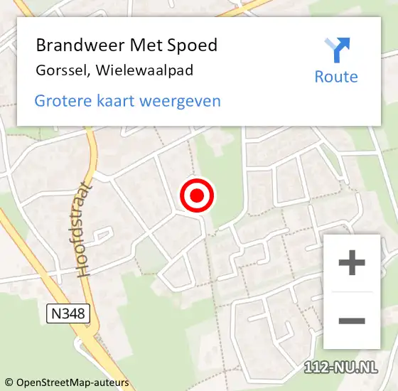 Locatie op kaart van de 112 melding: Brandweer Met Spoed Naar Gorssel, Wielewaalpad op 19 mei 2022 16:42