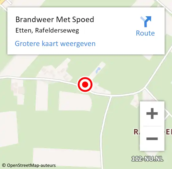 Locatie op kaart van de 112 melding: Brandweer Met Spoed Naar Etten, Rafelderseweg op 19 mei 2022 16:46