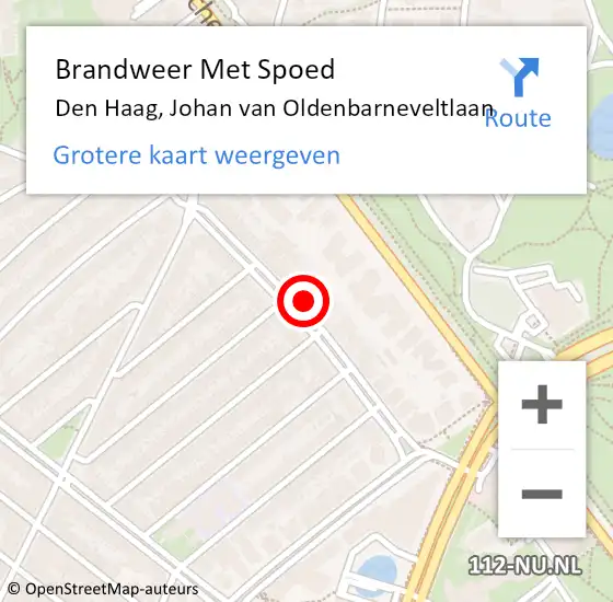 Locatie op kaart van de 112 melding: Brandweer Met Spoed Naar Den Haag, Johan van Oldenbarneveltlaan op 19 mei 2022 16:51