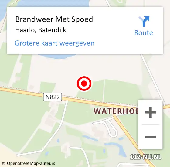 Locatie op kaart van de 112 melding: Brandweer Met Spoed Naar Haarlo, Batendijk op 19 mei 2022 16:58
