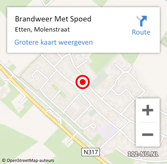 Locatie op kaart van de 112 melding: Brandweer Met Spoed Naar Etten, Molenstraat op 19 mei 2022 16:58
