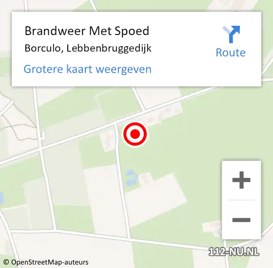 Locatie op kaart van de 112 melding: Brandweer Met Spoed Naar Borculo, Lebbenbruggedijk op 19 mei 2022 16:59