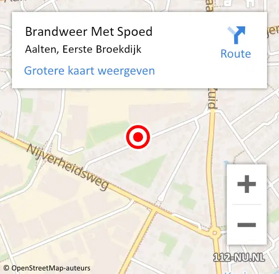 Locatie op kaart van de 112 melding: Brandweer Met Spoed Naar Aalten, Eerste Broekdijk op 19 mei 2022 17:00