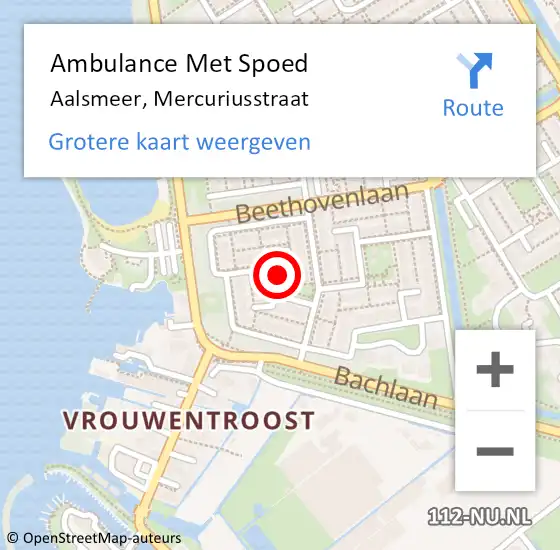 Locatie op kaart van de 112 melding: Ambulance Met Spoed Naar Aalsmeer, Mercuriusstraat op 19 mei 2022 17:02