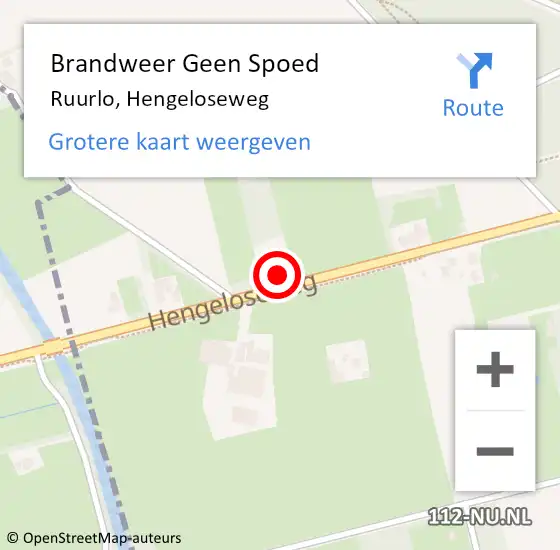 Locatie op kaart van de 112 melding: Brandweer Geen Spoed Naar Ruurlo, Hengeloseweg op 19 mei 2022 17:03