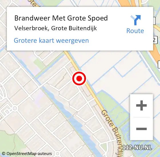 Locatie op kaart van de 112 melding: Brandweer Met Grote Spoed Naar Velserbroek, Grote Buitendijk op 19 mei 2022 17:06