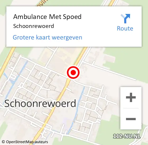 Locatie op kaart van de 112 melding: Ambulance Met Spoed Naar Schoonrewoerd op 19 mei 2022 17:08