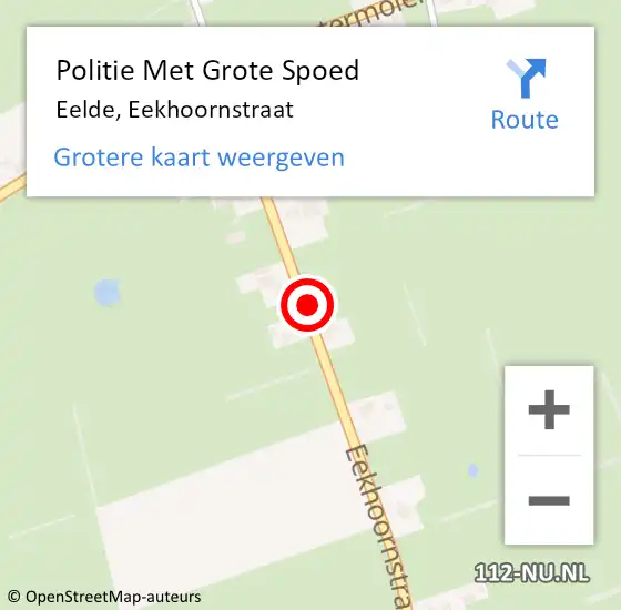 Locatie op kaart van de 112 melding: Politie Met Grote Spoed Naar Eelde, Eekhoornstraat op 19 mei 2022 17:08