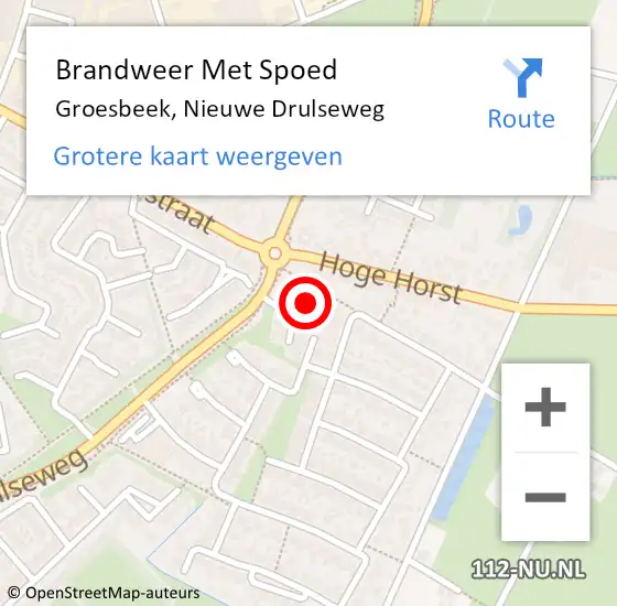 Locatie op kaart van de 112 melding: Brandweer Met Spoed Naar Groesbeek, Nieuwe Drulseweg op 19 mei 2022 17:21