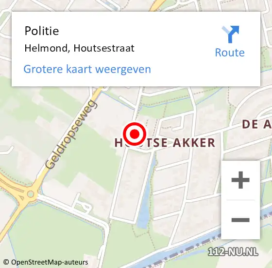 Locatie op kaart van de 112 melding: Politie Helmond, Houtsestraat op 19 mei 2022 17:24