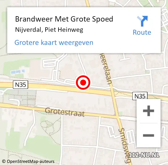 Locatie op kaart van de 112 melding: Brandweer Met Grote Spoed Naar Nijverdal, Piet Heinweg op 19 mei 2022 17:27