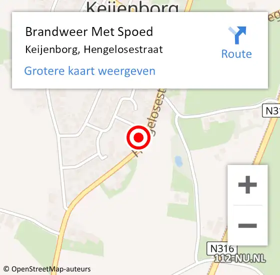 Locatie op kaart van de 112 melding: Brandweer Met Spoed Naar Keijenborg, Hengelosestraat op 19 mei 2022 17:28