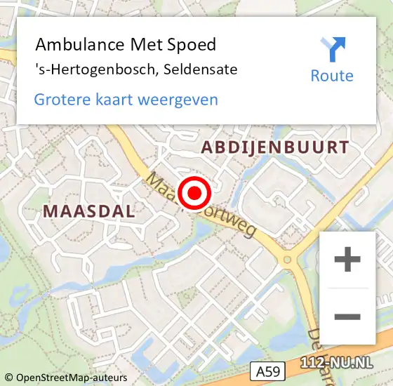 Locatie op kaart van de 112 melding: Ambulance Met Spoed Naar 's-Hertogenbosch, Seldensate op 17 juli 2014 19:56