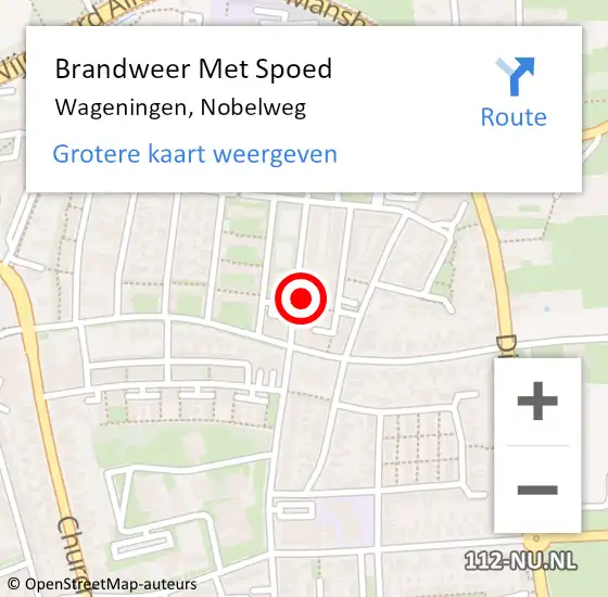 Locatie op kaart van de 112 melding: Brandweer Met Spoed Naar Wageningen, Nobelweg op 19 mei 2022 17:28