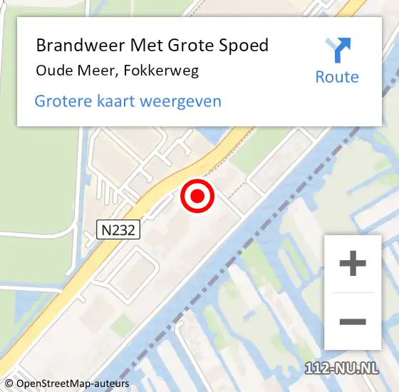 Locatie op kaart van de 112 melding: Brandweer Met Grote Spoed Naar Oude Meer, Fokkerweg op 19 mei 2022 17:29