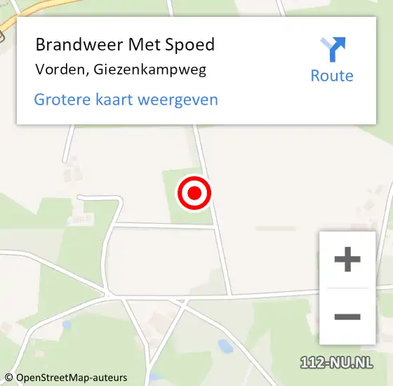 Locatie op kaart van de 112 melding: Brandweer Met Spoed Naar Vorden, Giezenkampweg op 19 mei 2022 17:29