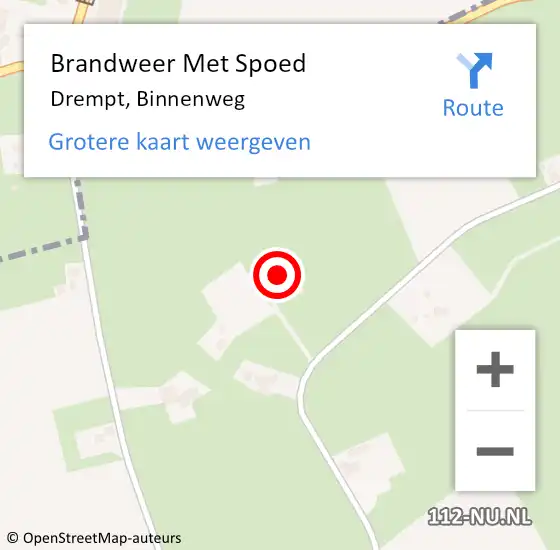 Locatie op kaart van de 112 melding: Brandweer Met Spoed Naar Drempt, Binnenweg op 19 mei 2022 17:30