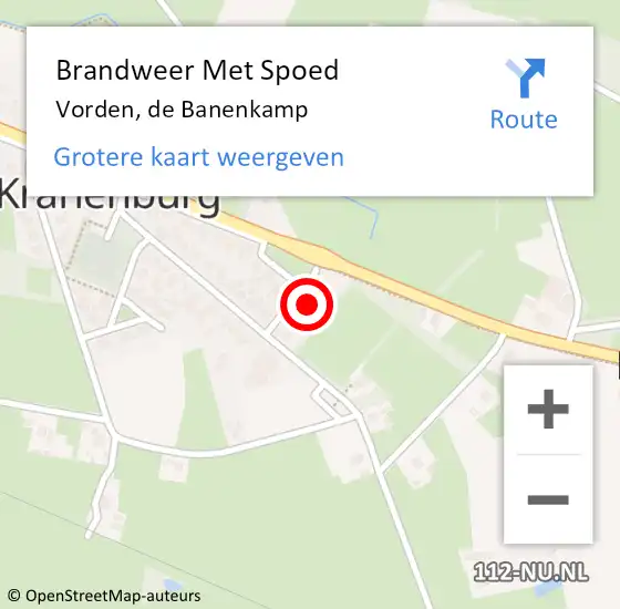 Locatie op kaart van de 112 melding: Brandweer Met Spoed Naar Vorden, de Banenkamp op 19 mei 2022 17:31