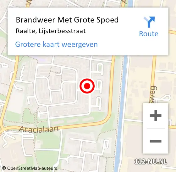 Locatie op kaart van de 112 melding: Brandweer Met Grote Spoed Naar Raalte, Lijsterbesstraat op 19 mei 2022 17:39