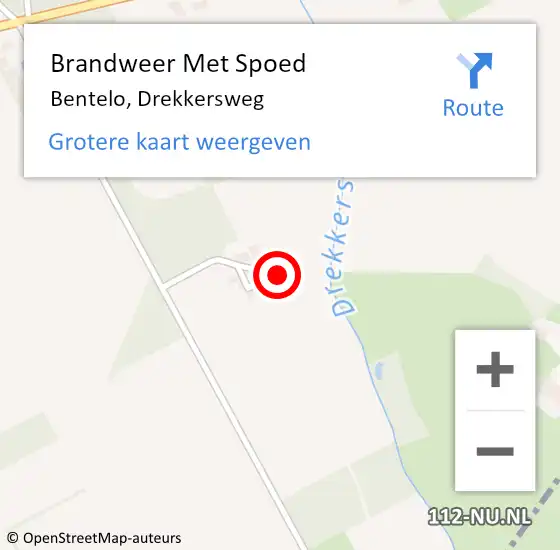 Locatie op kaart van de 112 melding: Brandweer Met Spoed Naar Bentelo, Drekkersweg op 19 mei 2022 17:40