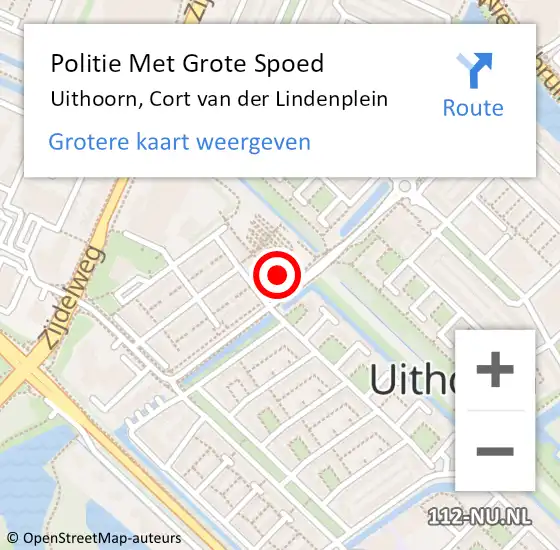 Locatie op kaart van de 112 melding: Politie Met Grote Spoed Naar Uithoorn, Cort van der Lindenplein op 19 mei 2022 17:44