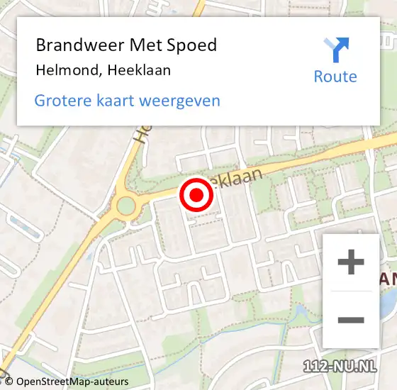 Locatie op kaart van de 112 melding: Brandweer Met Spoed Naar Helmond, Heeklaan op 19 mei 2022 17:47