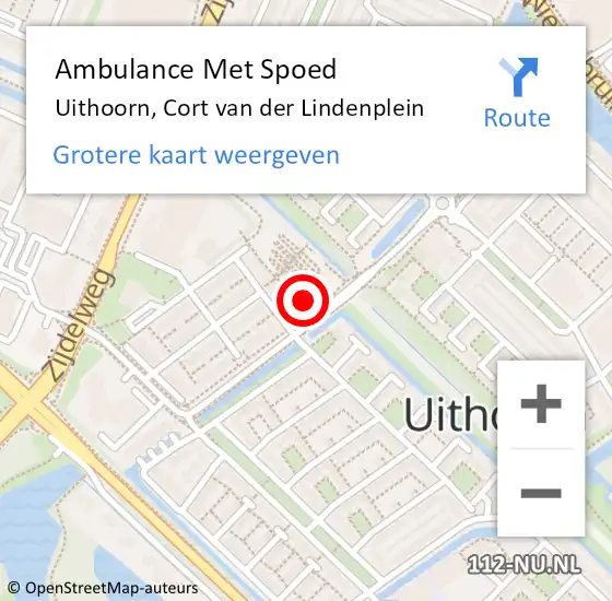 Locatie op kaart van de 112 melding: Ambulance Met Spoed Naar Uithoorn, Cort van der Lindenplein op 19 mei 2022 17:49