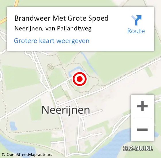 Locatie op kaart van de 112 melding: Brandweer Met Grote Spoed Naar Neerijnen, van Pallandtweg op 19 mei 2022 17:54