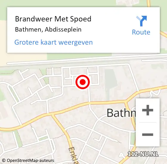 Locatie op kaart van de 112 melding: Brandweer Met Spoed Naar Bathmen, Abdisseplein op 19 mei 2022 17:57