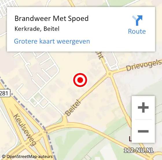 Locatie op kaart van de 112 melding: Brandweer Met Spoed Naar Kerkrade, Beitel op 19 mei 2022 18:02