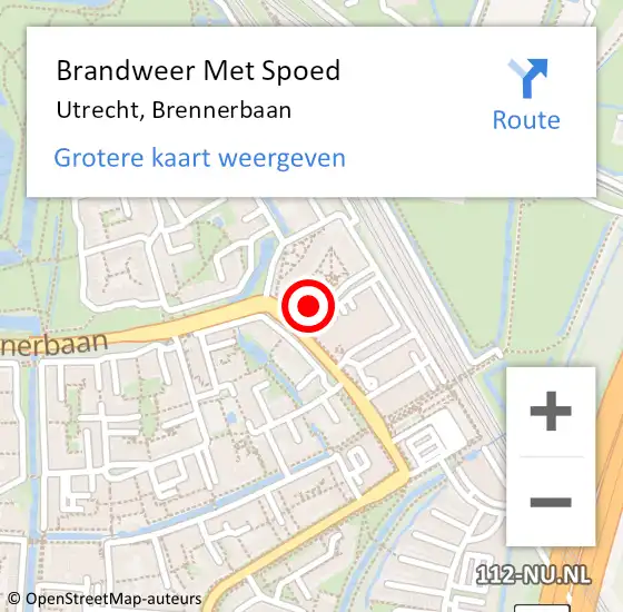 Locatie op kaart van de 112 melding: Brandweer Met Spoed Naar Utrecht, Brennerbaan op 19 mei 2022 18:05