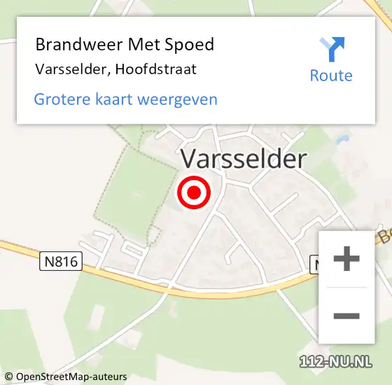 Locatie op kaart van de 112 melding: Brandweer Met Spoed Naar Varsselder, Hoofdstraat op 19 mei 2022 18:05