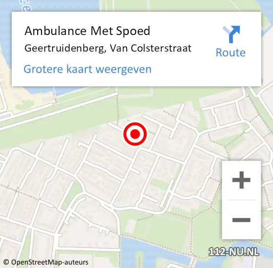 Locatie op kaart van de 112 melding: Ambulance Met Spoed Naar Geertruidenberg, Van Colsterstraat op 17 juli 2014 20:02