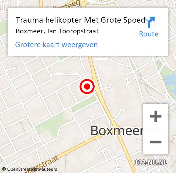 Locatie op kaart van de 112 melding: Trauma helikopter Met Grote Spoed Naar Boxmeer, Jan Tooropstraat op 19 mei 2022 18:13