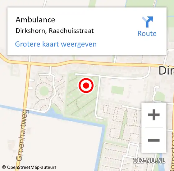 Locatie op kaart van de 112 melding: Ambulance Dirkshorn, Raadhuisstraat op 19 mei 2022 18:17