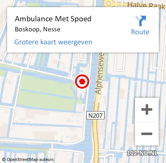 Locatie op kaart van de 112 melding: Ambulance Met Spoed Naar Boskoop, Nesse op 19 mei 2022 18:20