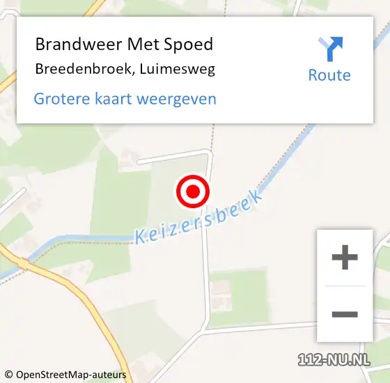 Locatie op kaart van de 112 melding: Brandweer Met Spoed Naar Breedenbroek, Luimesweg op 19 mei 2022 18:22