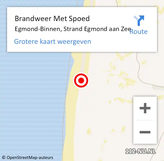 Locatie op kaart van de 112 melding: Brandweer Met Spoed Naar Egmond-Binnen, Strand Egmond aan Zee op 19 mei 2022 18:23