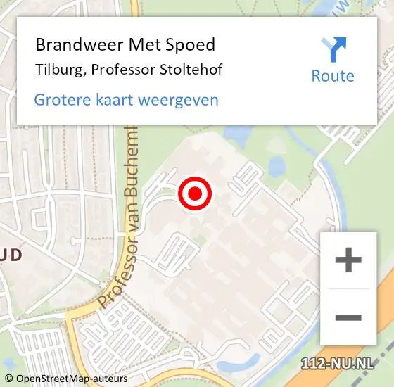 Locatie op kaart van de 112 melding: Brandweer Met Spoed Naar Tilburg, Professor Stoltehof op 19 mei 2022 18:25