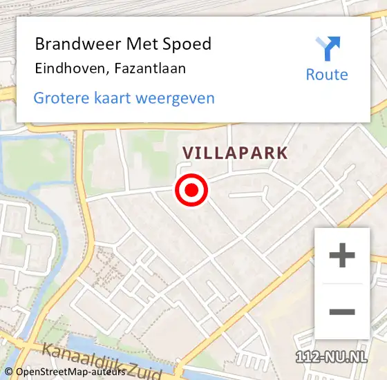 Locatie op kaart van de 112 melding: Brandweer Met Spoed Naar Eindhoven, Fazantlaan op 19 mei 2022 18:33